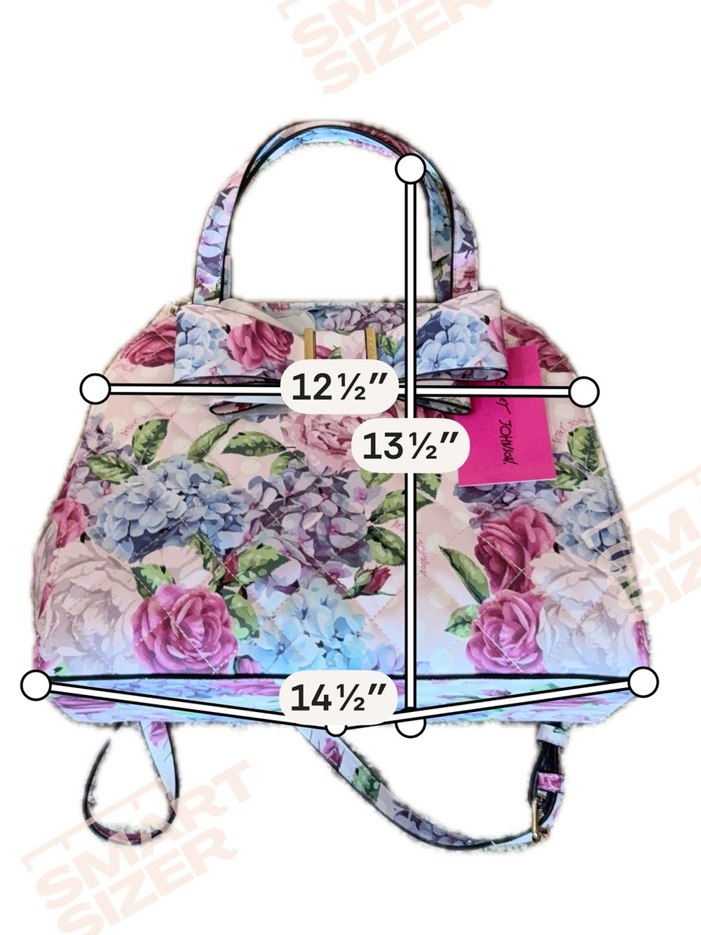 Betsey Johnson Pink Floral Dome Satchel Bag with Bow Accent - Picture 5 of 13